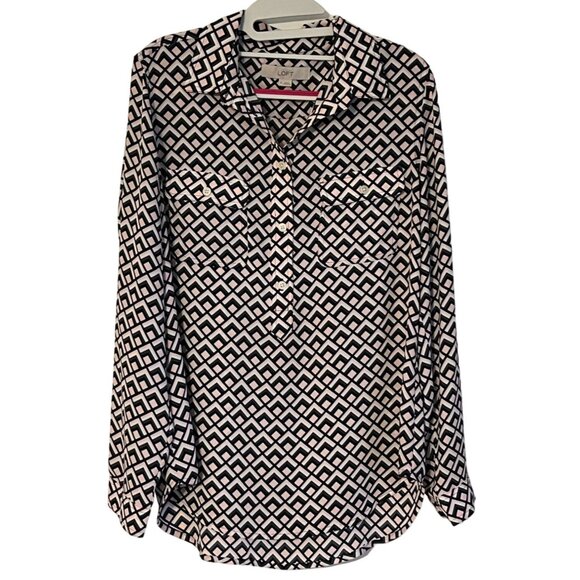 Ann Taylor LOFT Blouse Women's Size Medium Pullover Lightweight Long Sleeve Exce - Picture 1 of 7